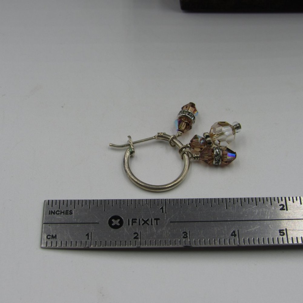 Sterling Silver Rustic Crystal Dangle Earrings - image 5